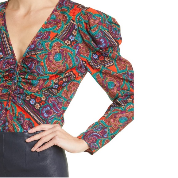 1 hour sale. Veronica Beard, Simmons Paisley floral silk blend tops - Picture 3 of 10
